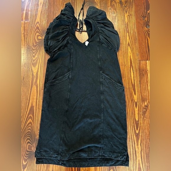 Daily Practice by Anthropologie Malibu Creek Dress Cotton Ruffle Black M - Picture 2 of 11